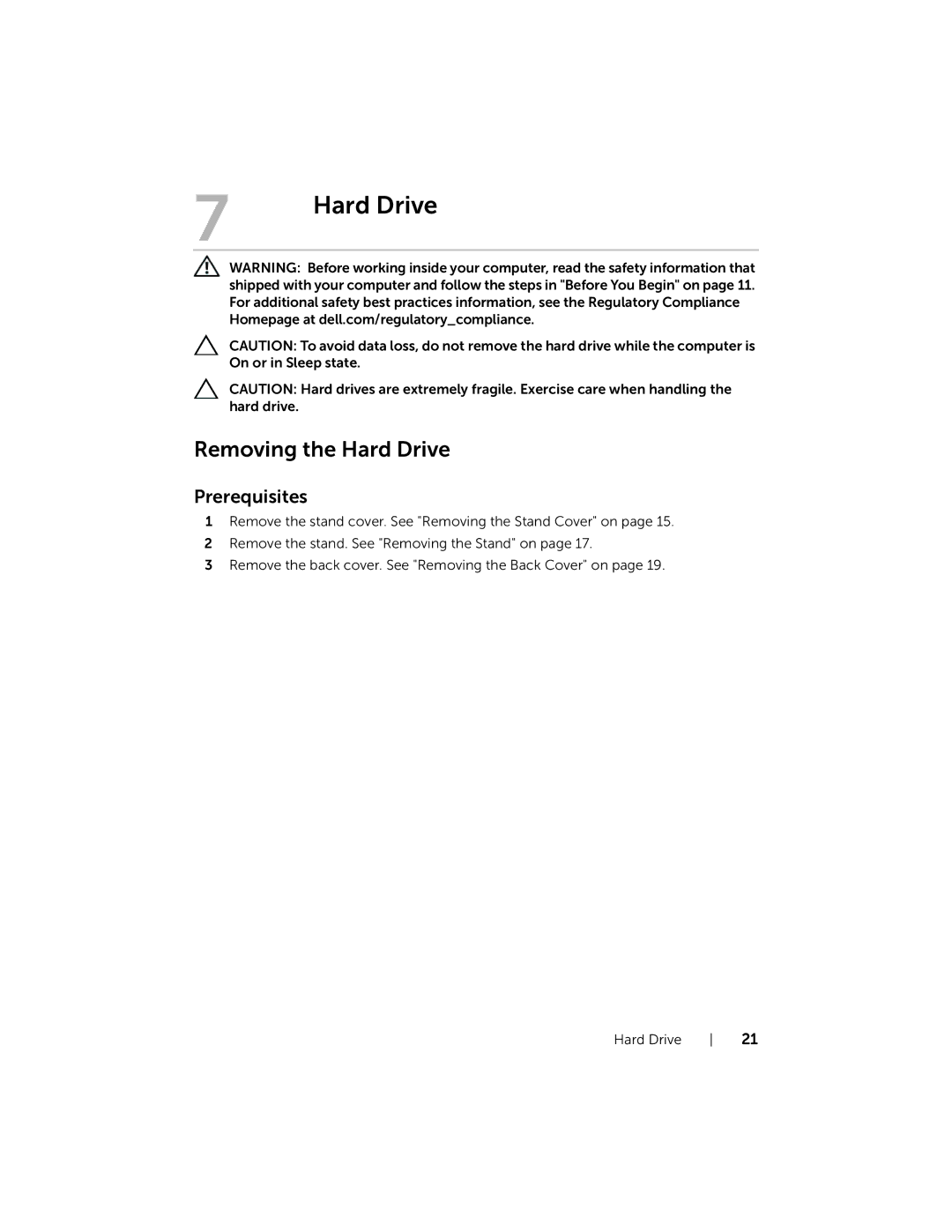 Dell W06B, 2020 owner manual Removing the Hard Drive 