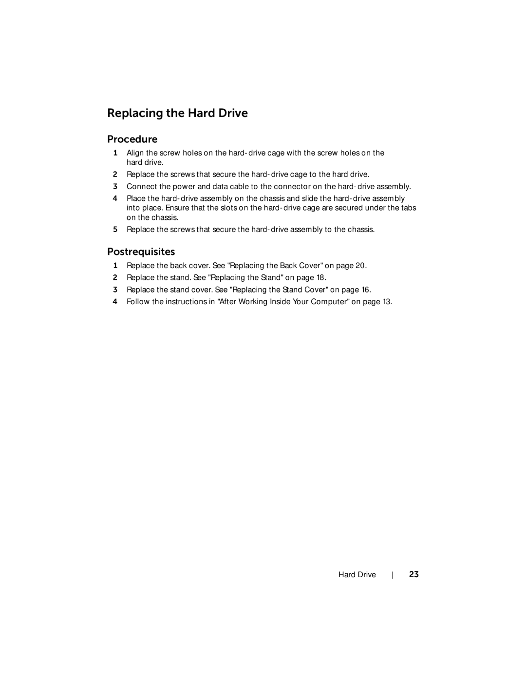 Dell W06B, 2020 owner manual Replacing the Hard Drive 