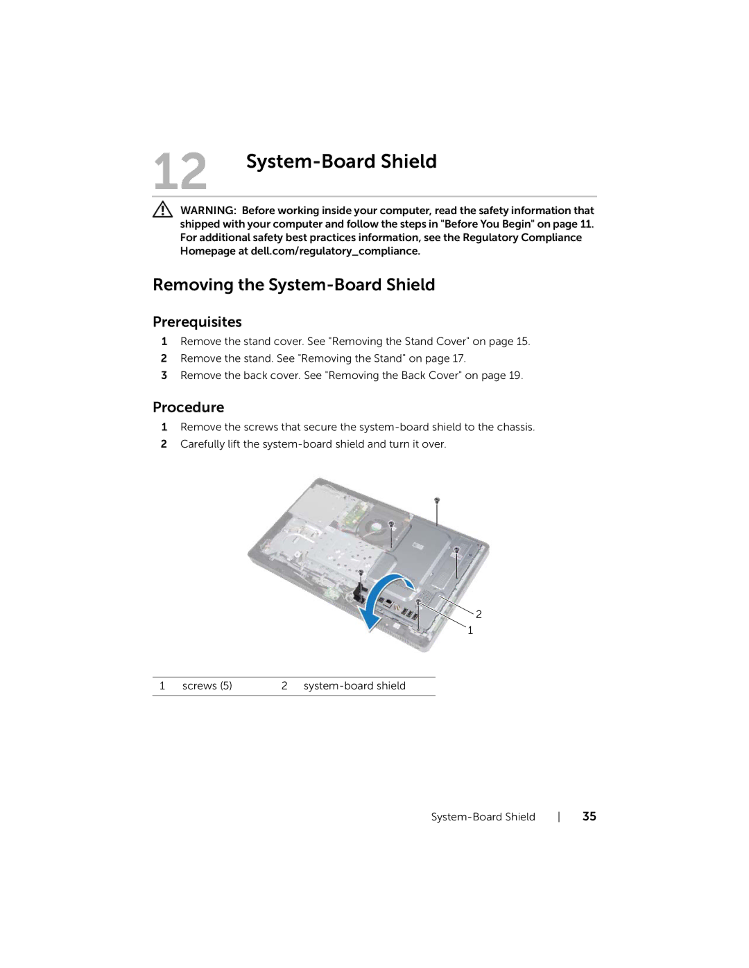 Dell W06B, 2020 owner manual Removing the System-Board Shield 