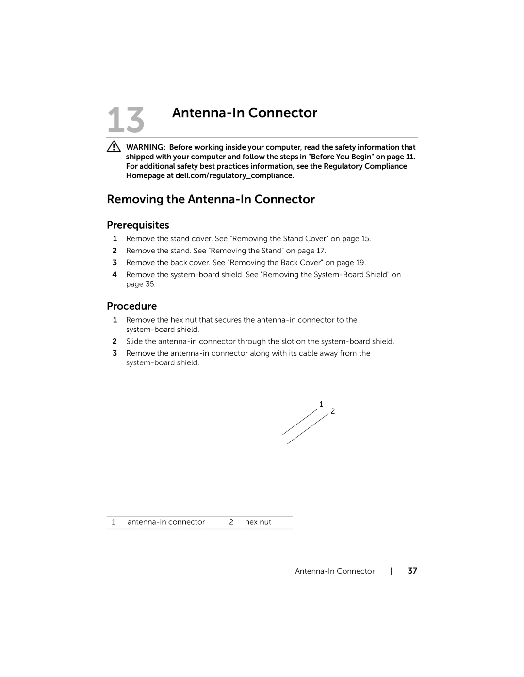 Dell W06B, 2020 owner manual Removing the Antenna-In Connector 