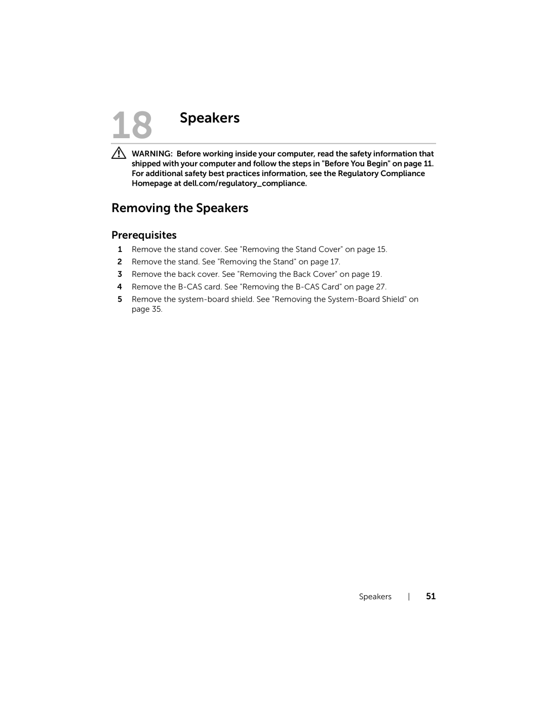 Dell W06B, 2020 owner manual Removing the Speakers 