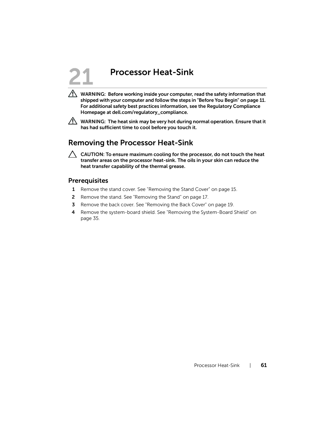 Dell W06B, 2020 owner manual Removing the Processor Heat-Sink 