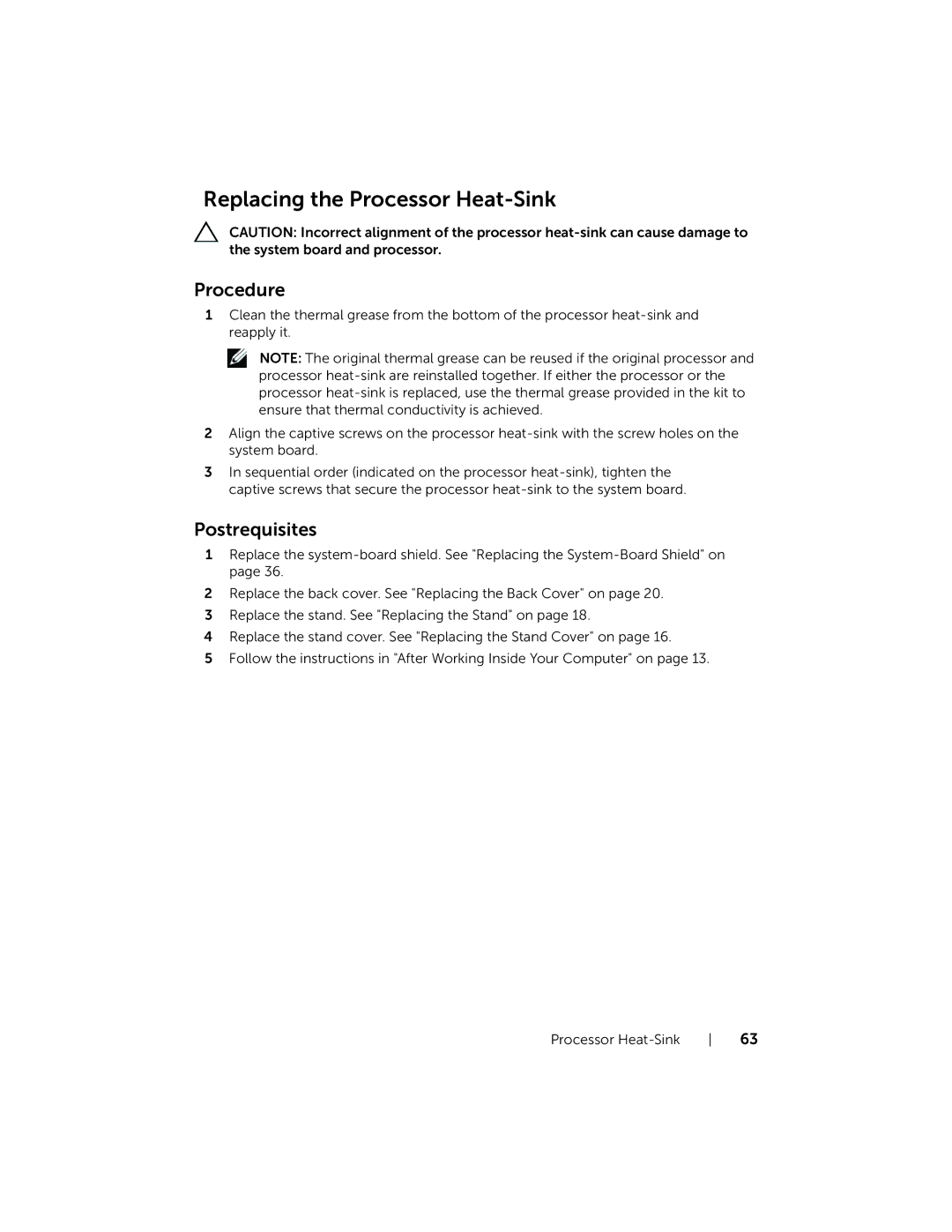 Dell W06B, 2020 owner manual Replacing the Processor Heat-Sink 