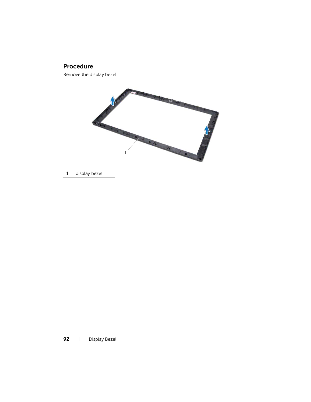 Dell 2020, W06B owner manual Remove the display bezel Display bezel Display Bezel 