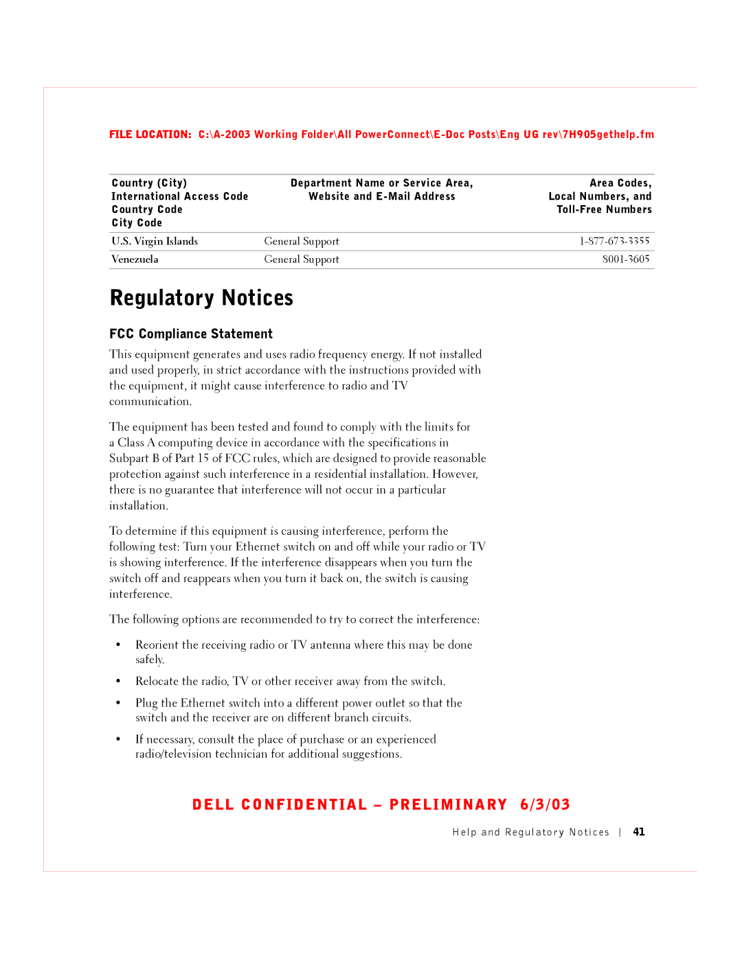 Dell 2016, 2024 manual Regulatory Notices, FCC Compliance Statement, Virgin Islands, Venezuela 