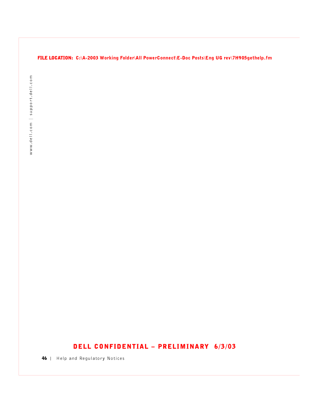 Dell 2016, 2024 manual Dell Confidential Preliminary 6/3/03 