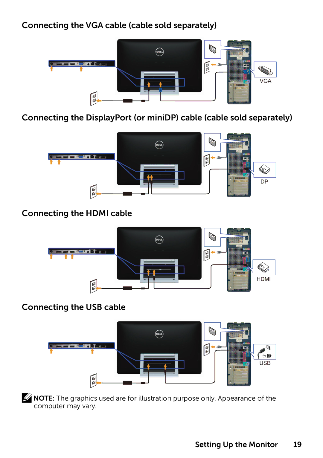 Dell 859-BBBC, 210-ABMB, P2314T P2714T manual Setting Up the Monitor 