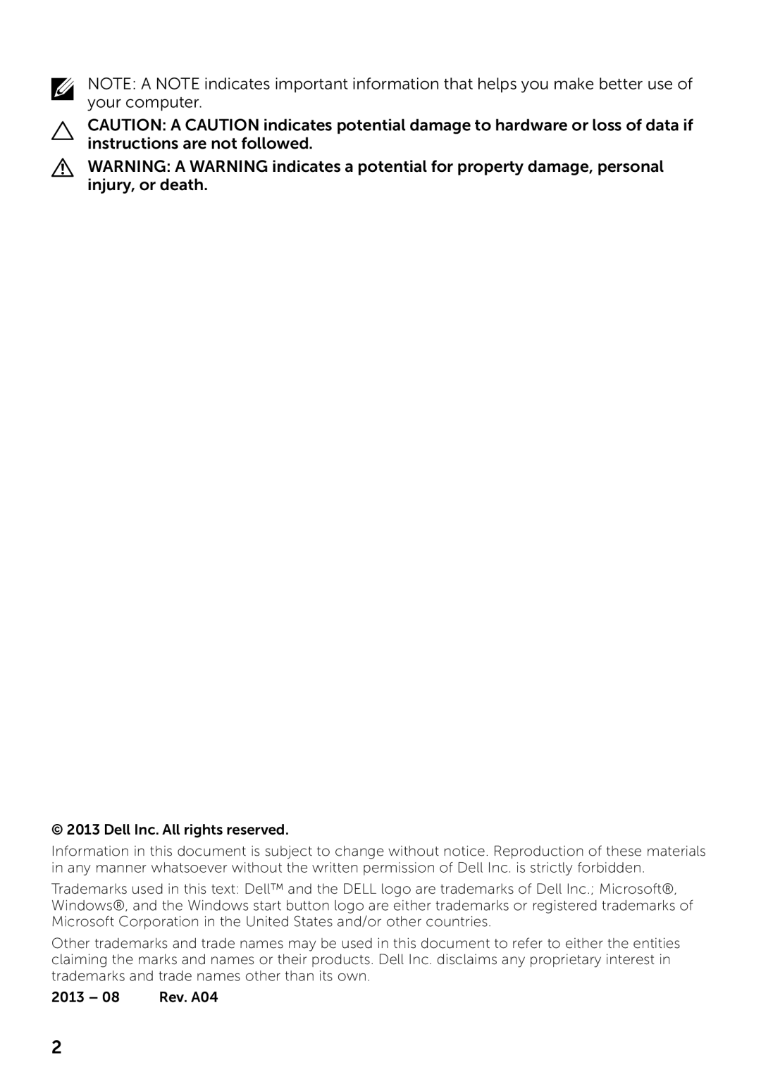 Dell P2314T P2714T, 210-ABMB, 859-BBBC manual Rev. A04 