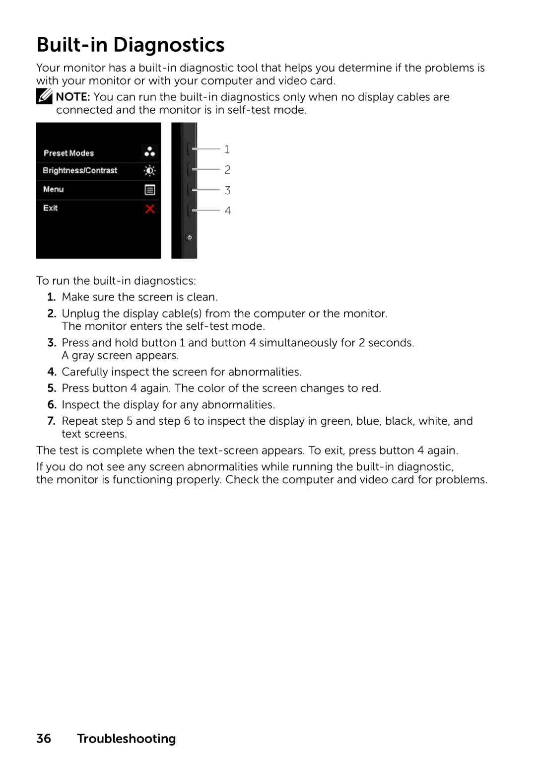 Dell 210-ABMB, 859-BBBC, P2314T P2714T manual Built-in Diagnostics 