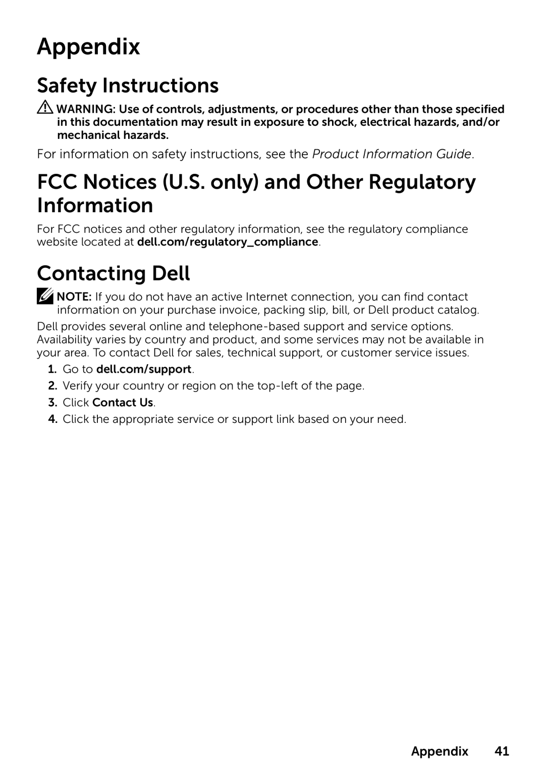 Dell P2314T P2714T, 210-ABMB, 859-BBBC manual Appendix, Safety Instructions 