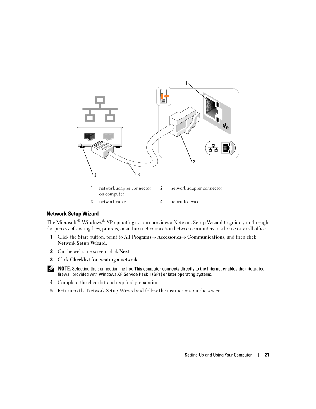 Dell 210 owner manual Network Setup Wizard 