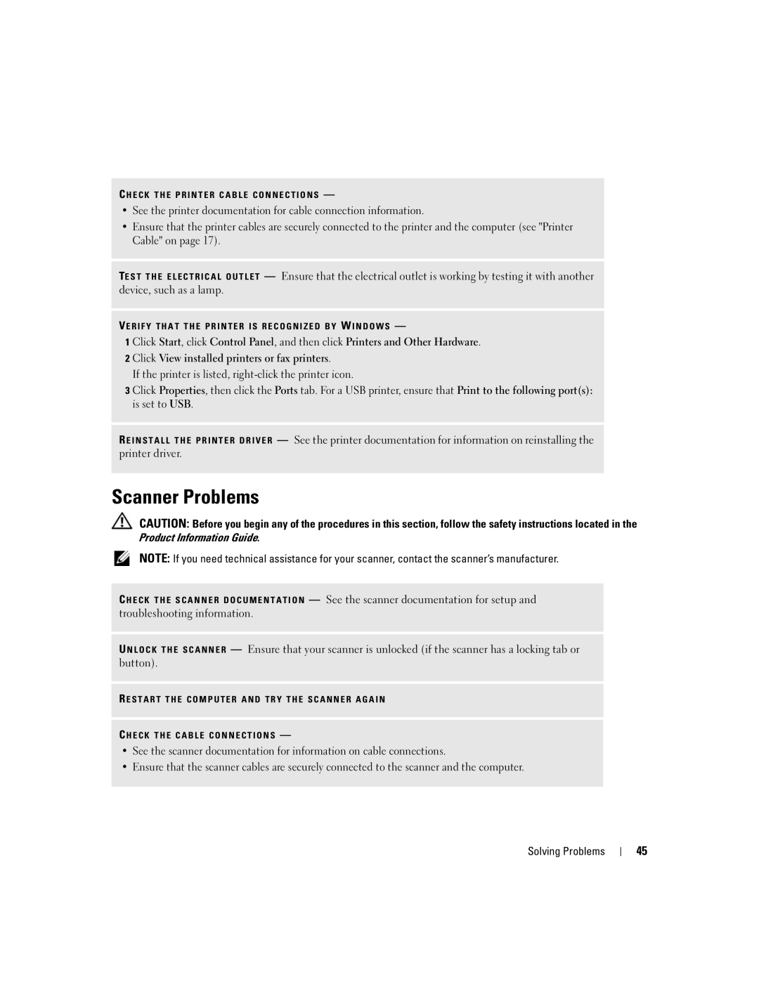 Dell 210 owner manual Scanner Problems 