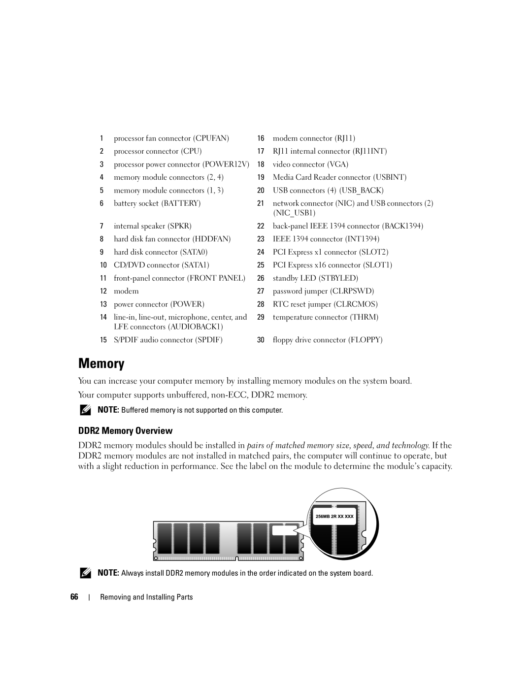 Dell 210 owner manual DDR2 Memory Overview 