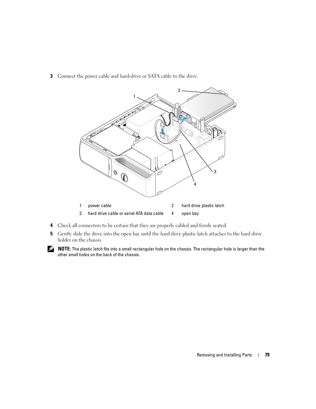 Dell 210 owner manual Power cable, Open bay 