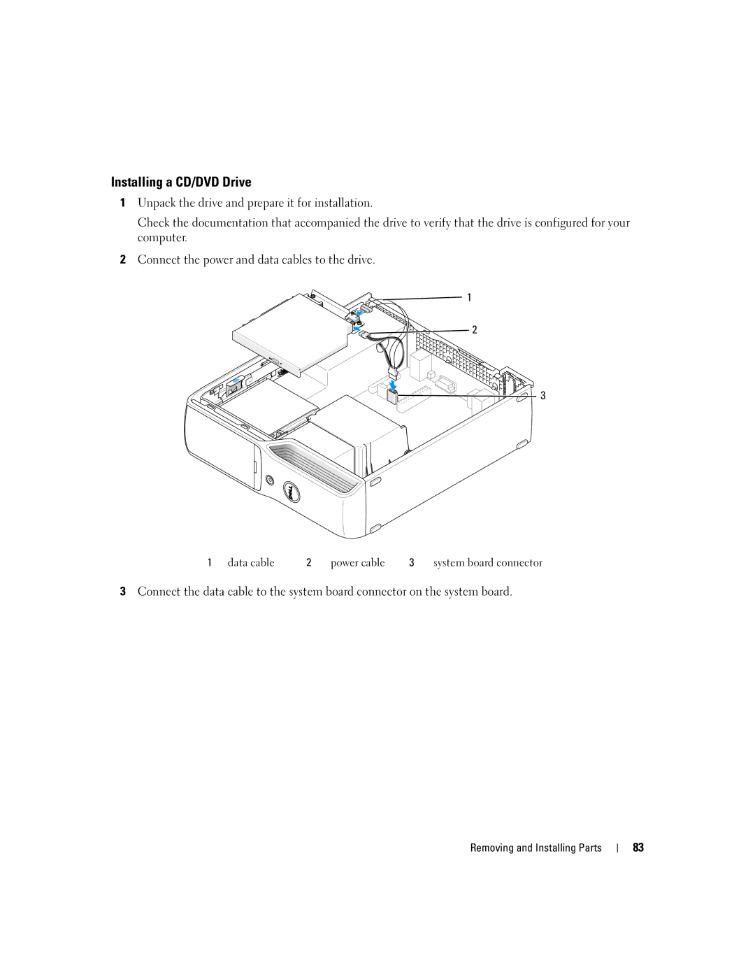 Dell 210 owner manual Installing a CD/DVD Drive 