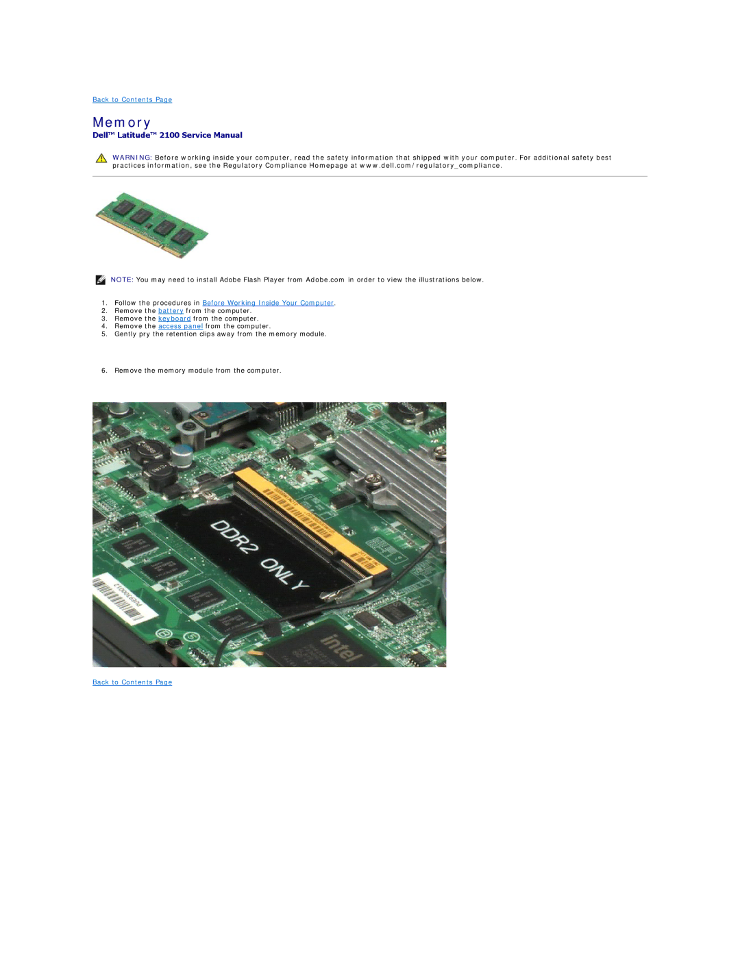 Dell 2100 specifications Memory 