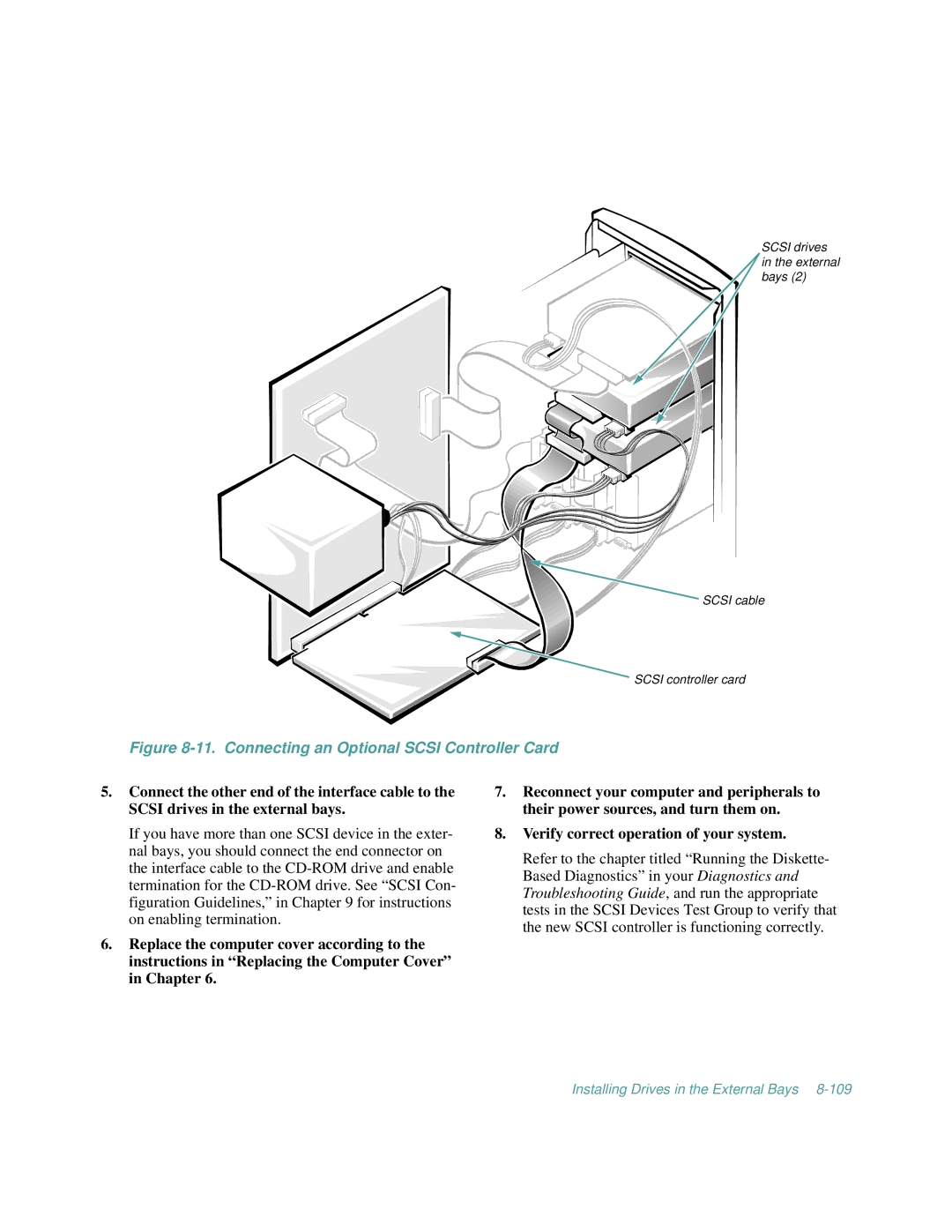 Dell 2100/200, 2100/180 manual Connecting an Optional Scsi Controller Card 