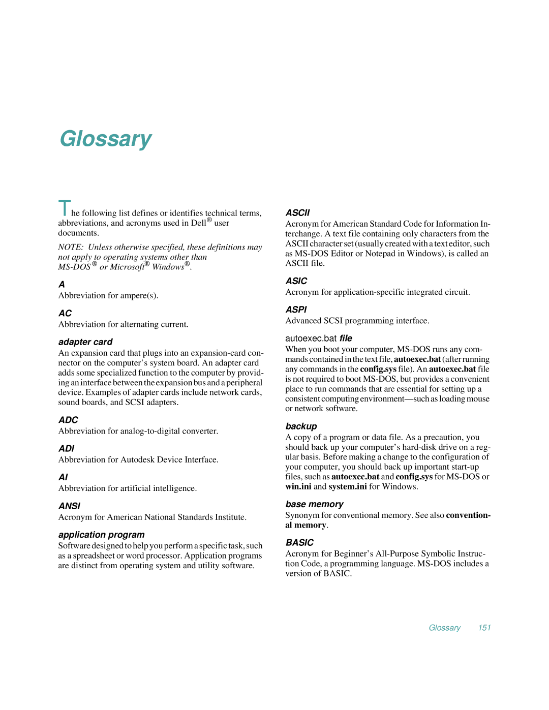 Dell 2100/200, 2100/180 manual Glossary 