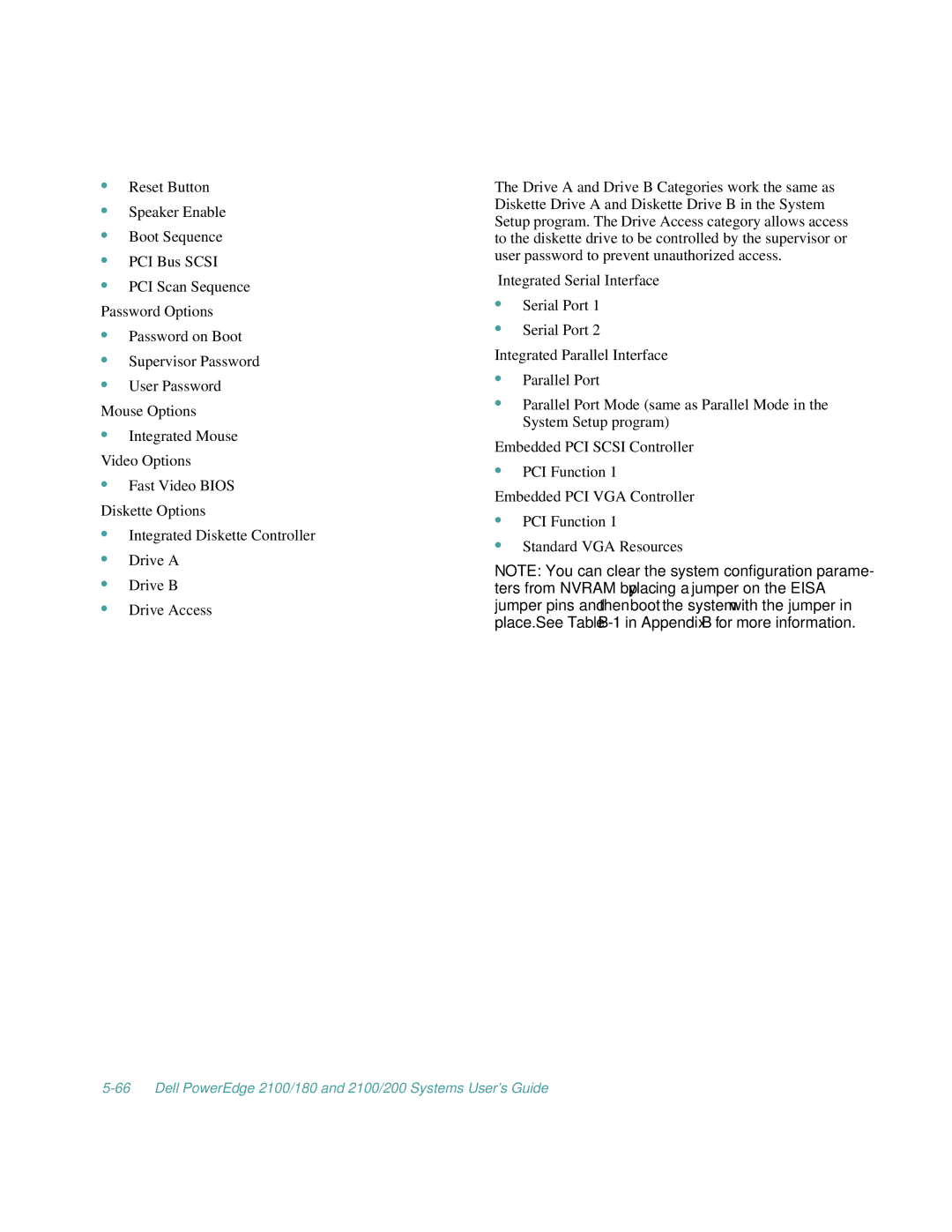 Dell manual Dell PowerEdge 2100/180 and 2100/200 Systems User’s Guide 