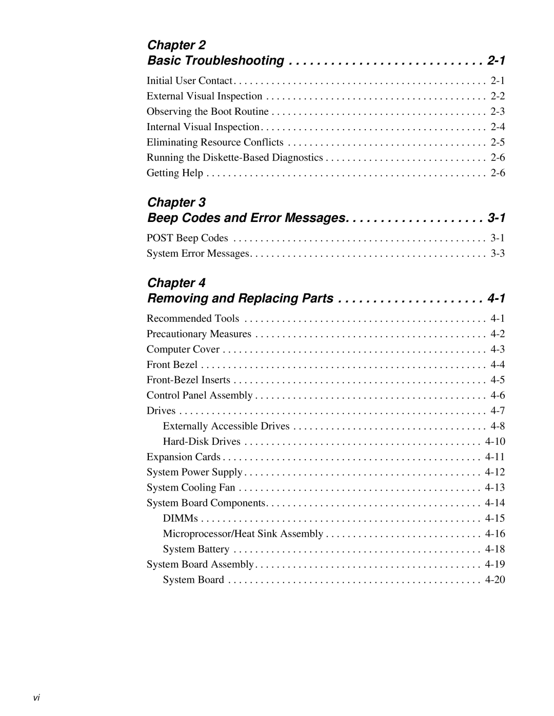 Dell 2100/180 Chapter Basic Troubleshooting, Chapter Beep Codes and Error Messages, Chapter Removing and Replacing Parts 