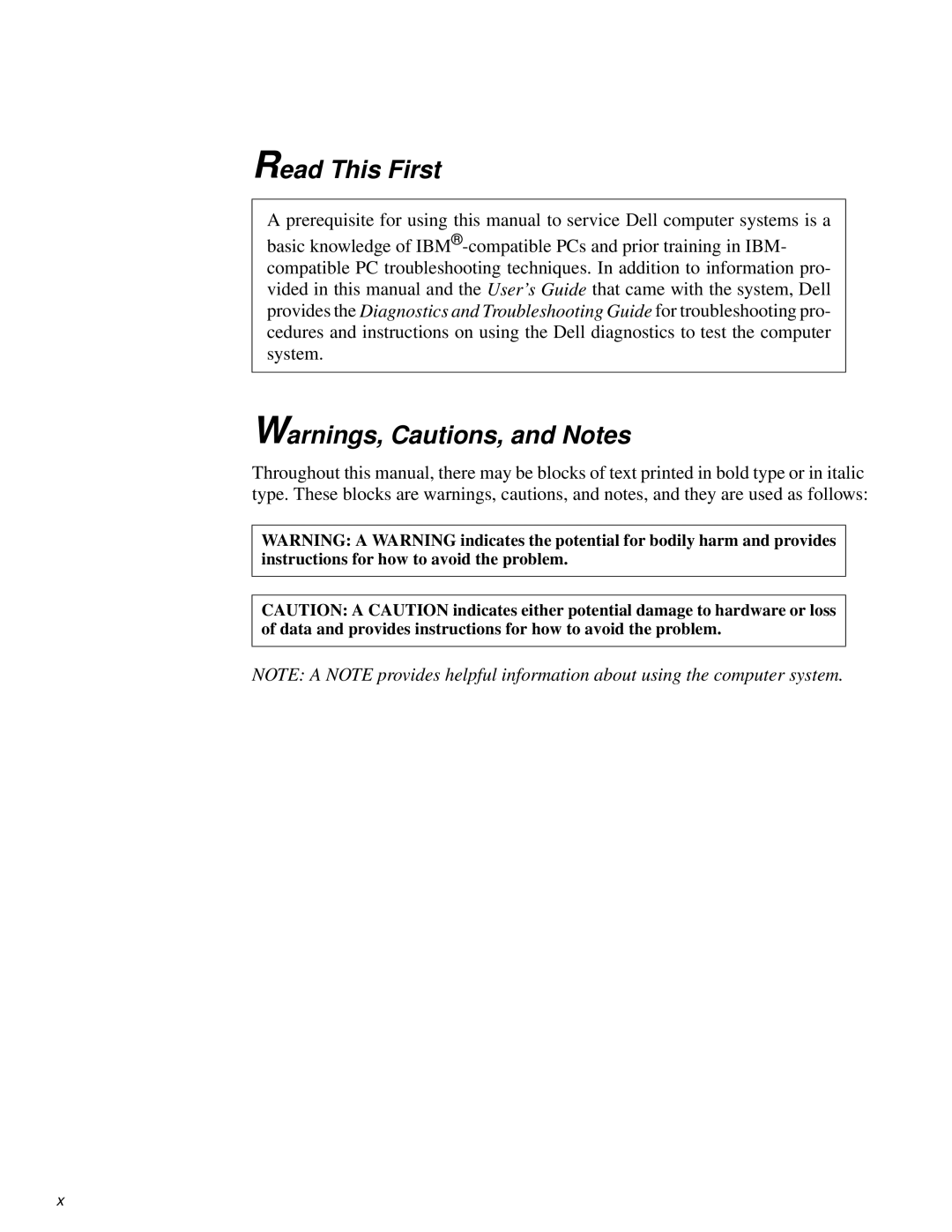 Dell 2100/180 service manual Read This First 