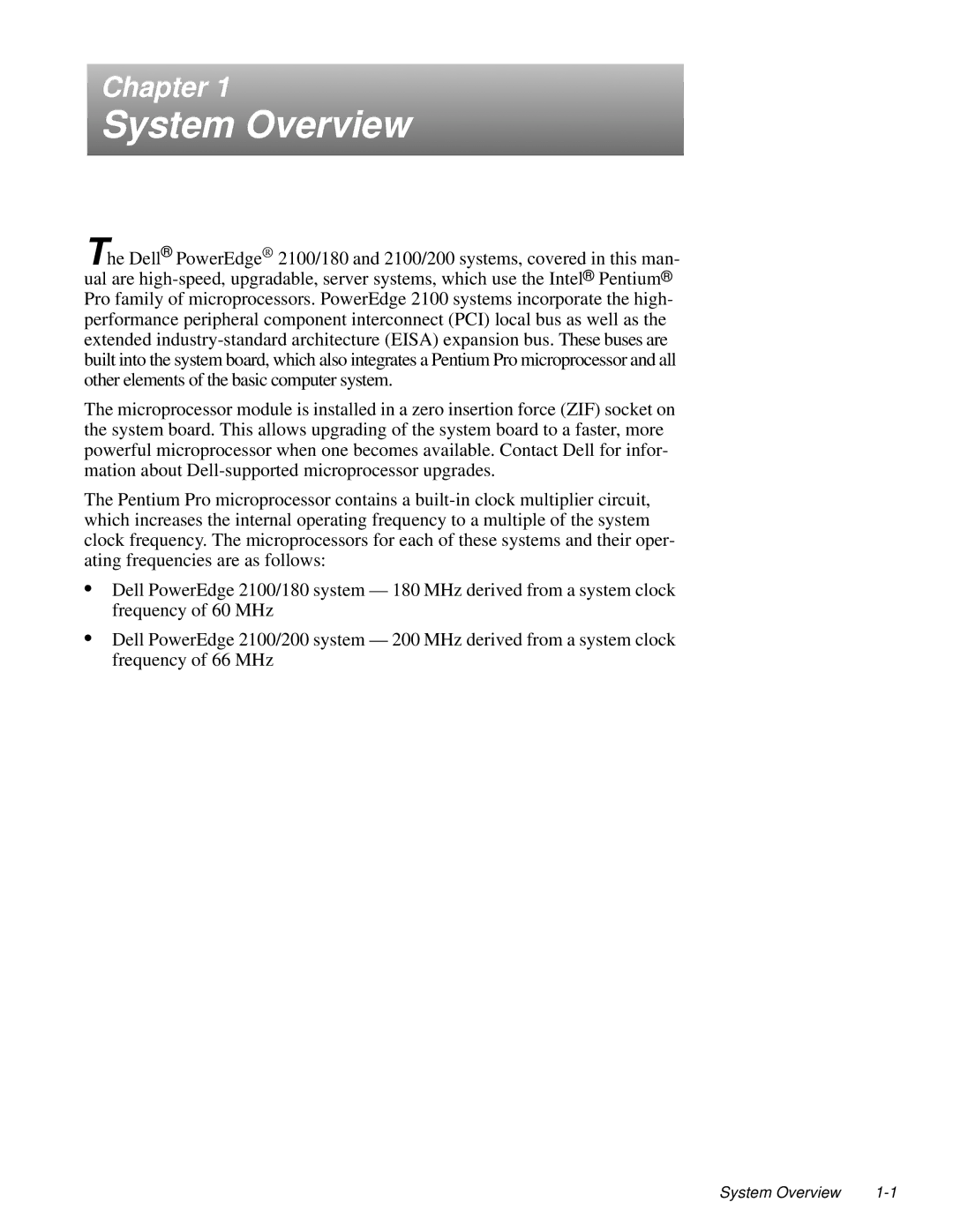 Dell 2100/180 service manual System Overview 