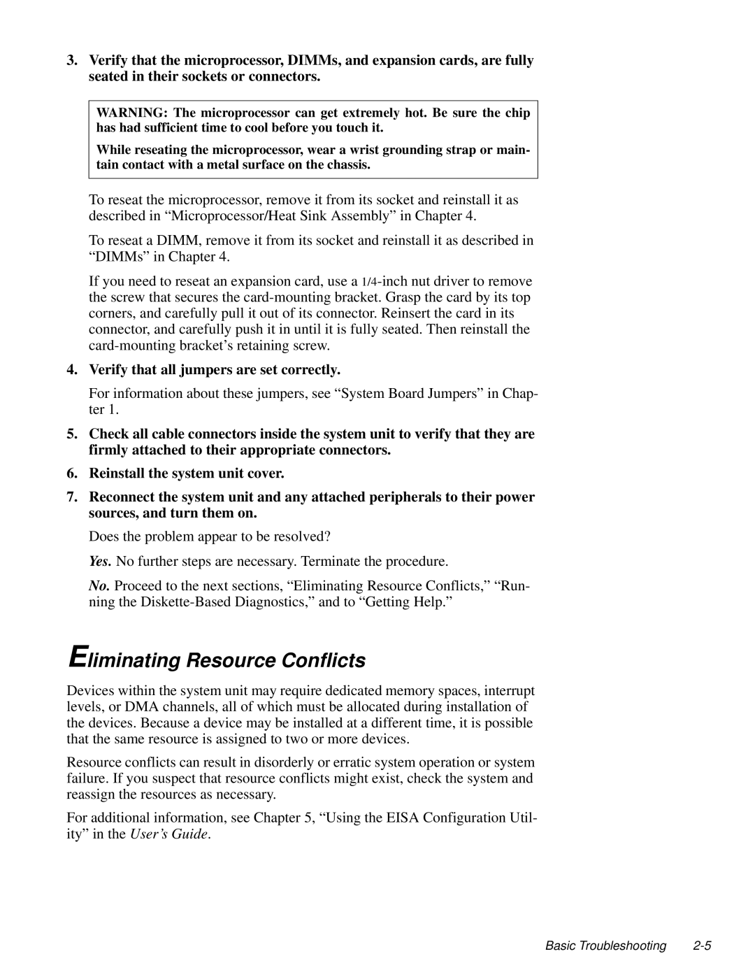 Dell 2100/180 service manual Eliminating Resource Conflicts 