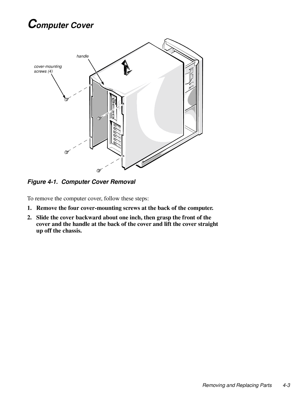 Dell 2100/180 service manual Computer Cover Removal 