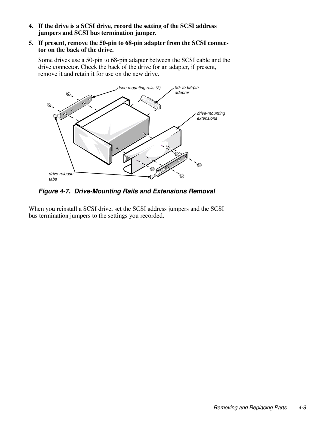 Dell 2100/180 service manual Drive-Mounting Rails and Extensions Removal 