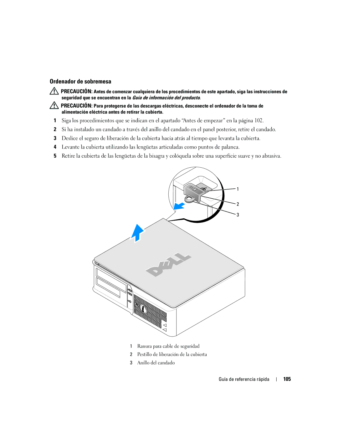 Dell 210L manual Ordenador de sobremesa, 105 