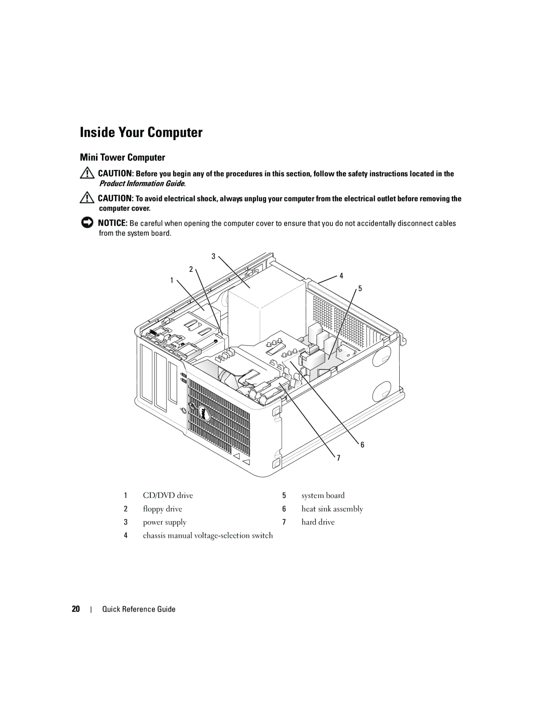 Dell 210L manual Inside Your Computer, Mini Tower Computer 