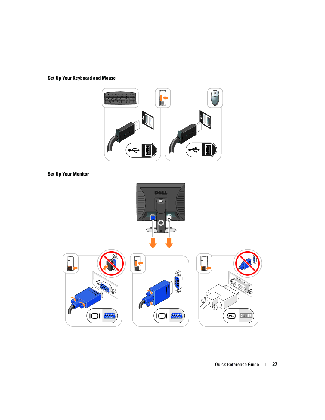 Dell 210L manual Set Up Your Keyboard and Mouse Set Up Your Monitor 