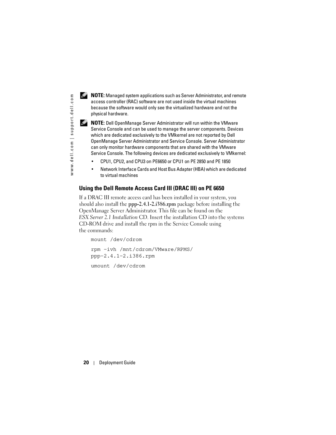 Dell 2.12 manual Using the Dell Remote Access Card III Drac III on PE 