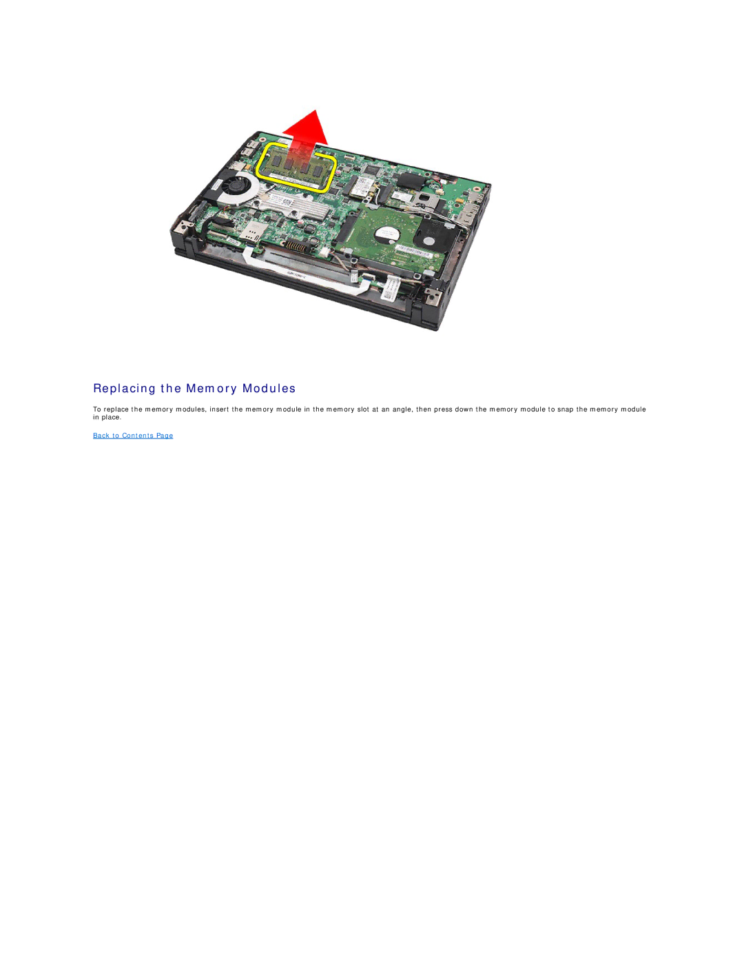 Dell 2120 service manual Replacing the Memory Modules 