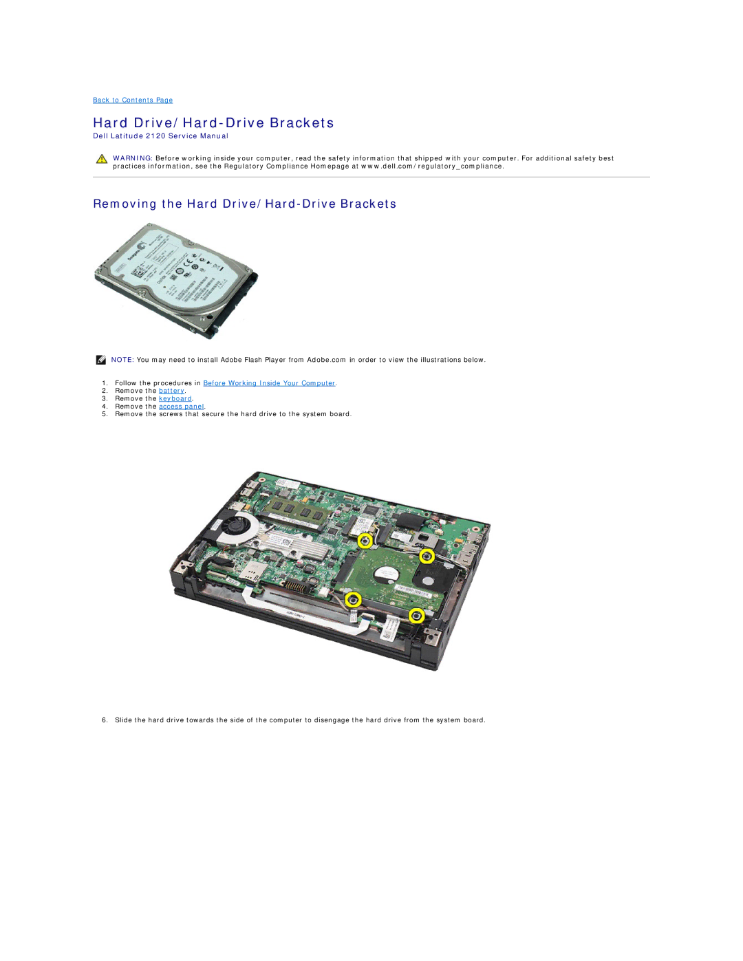 Dell 2120 service manual Removing the Hard Drive/Hard-Drive Brackets 