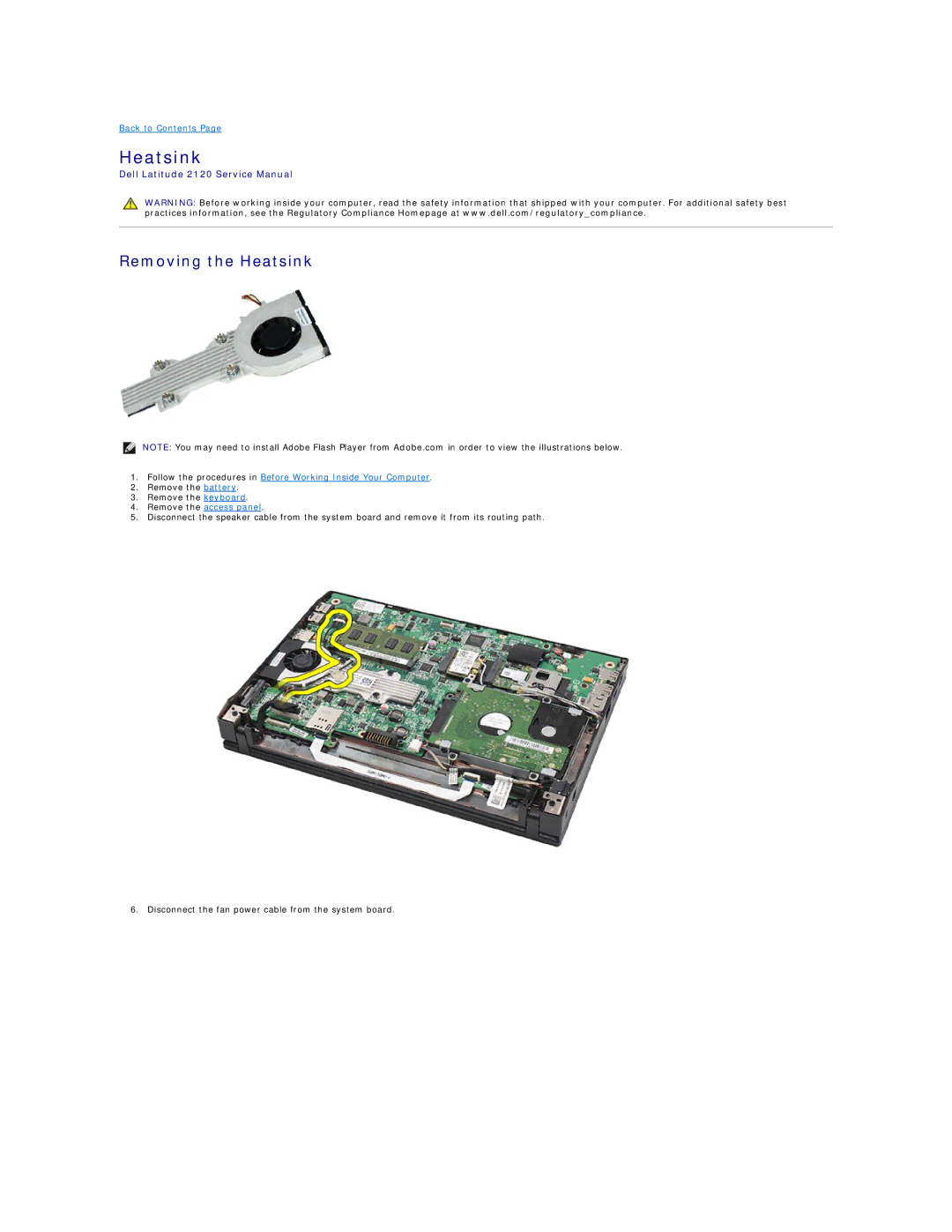 Dell 2120 service manual Removing the Heatsink 