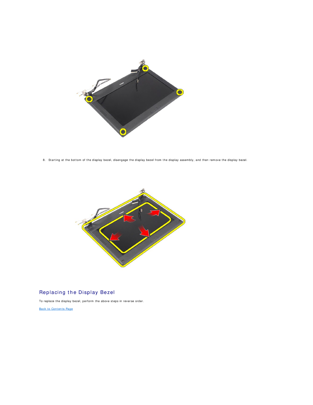 Dell 2120 service manual Replacing the Display Bezel 