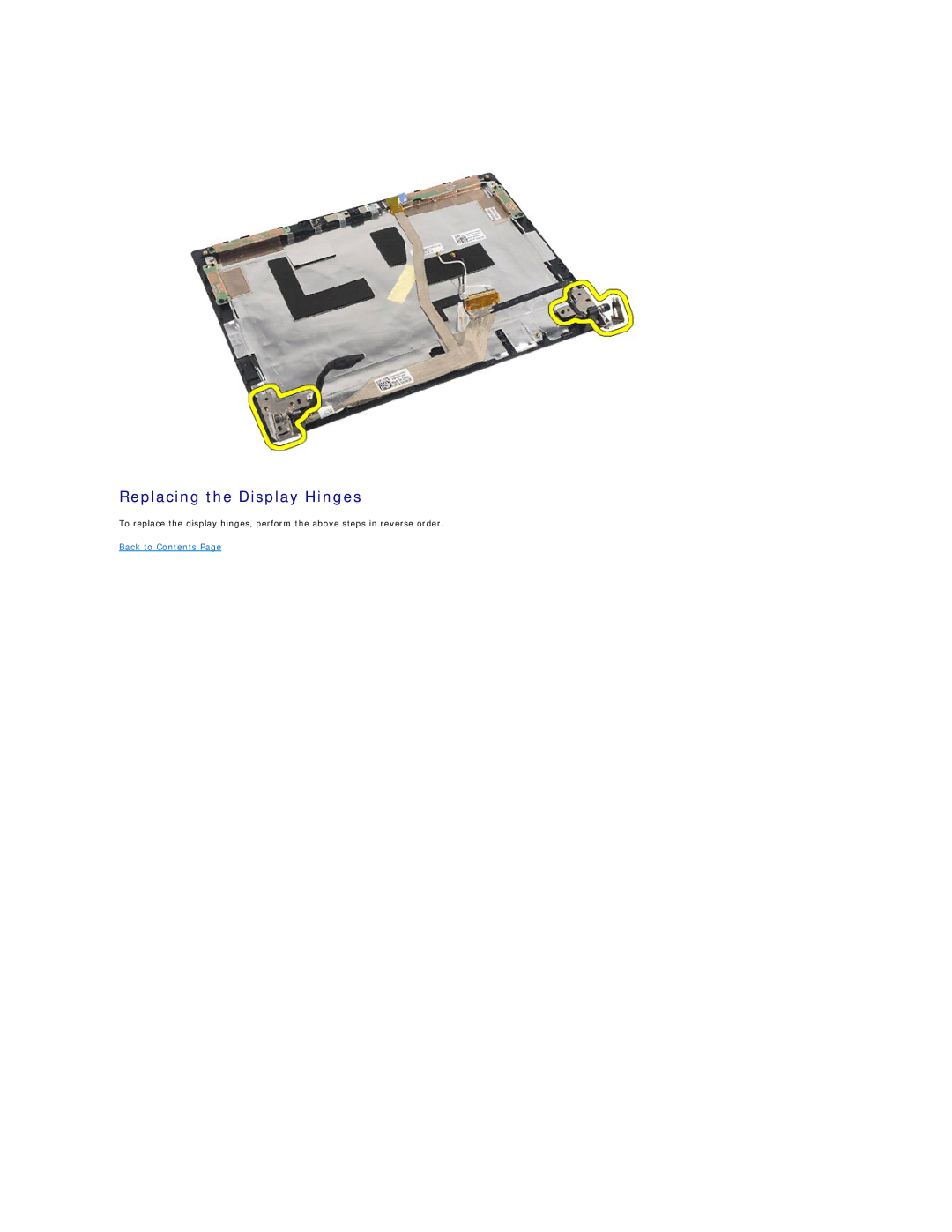 Dell 2120 service manual Replacing the Display Hinges 