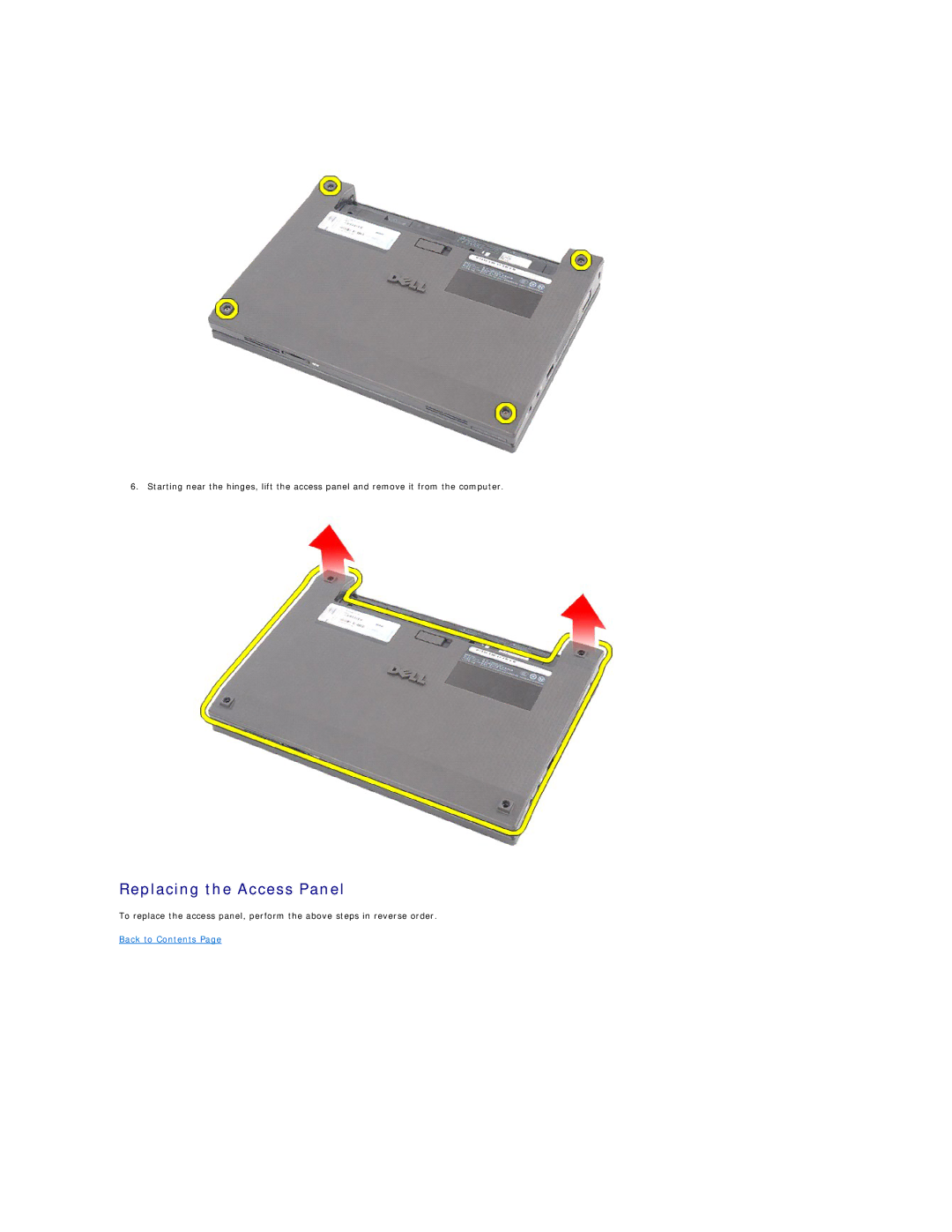 Dell 2120 service manual Replacing the Access Panel 