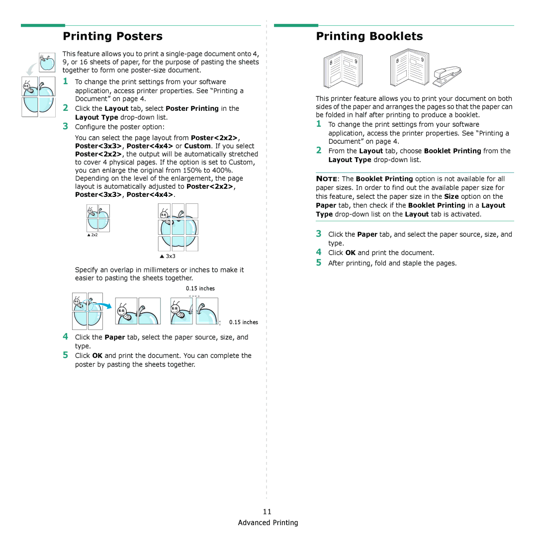 Dell 2145cn manual Printing Posters, Printing Booklets 