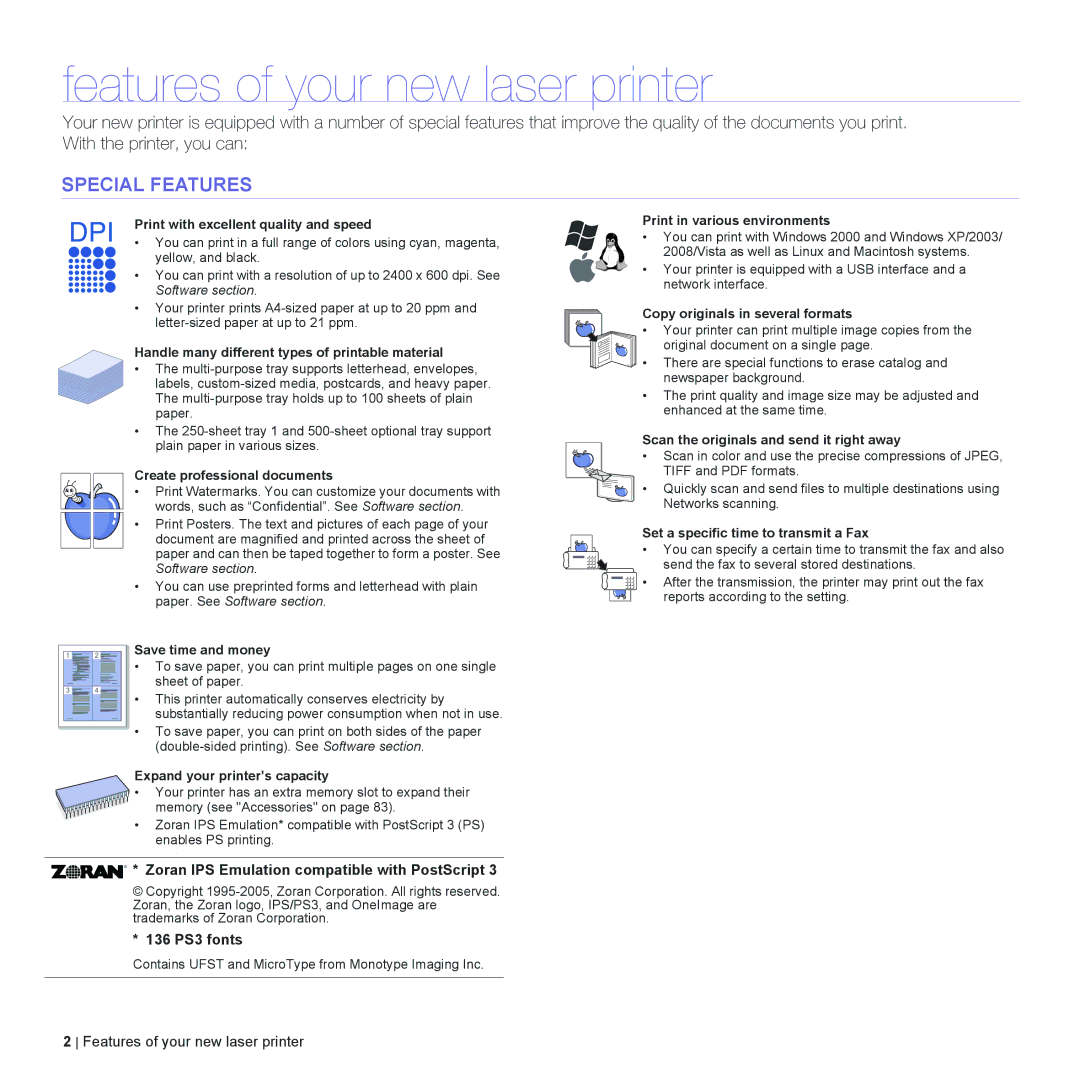 Dell 2145cn manual Features of your new laser printer, Special Features 