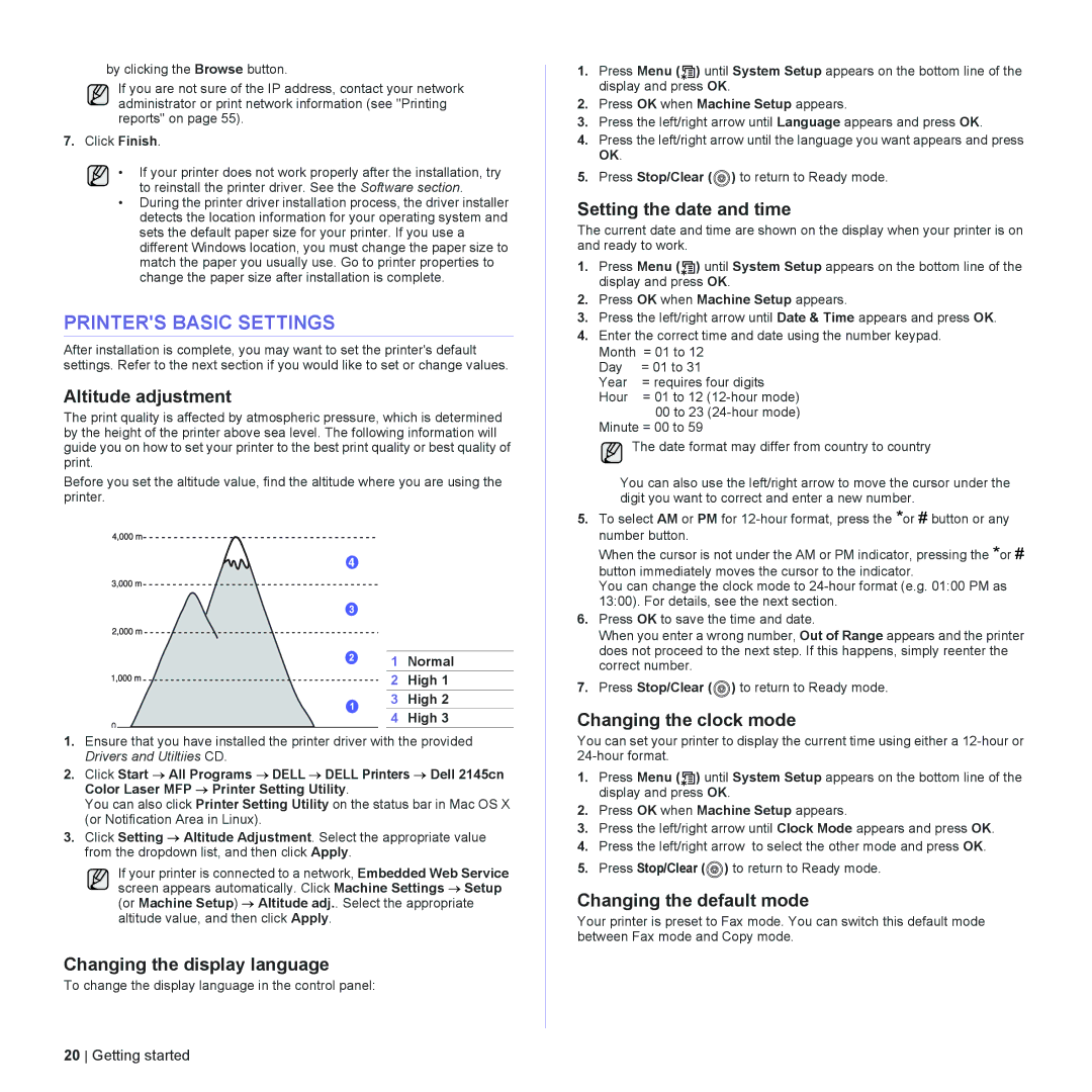 Dell 2145cn manual Printers Basic Settings 