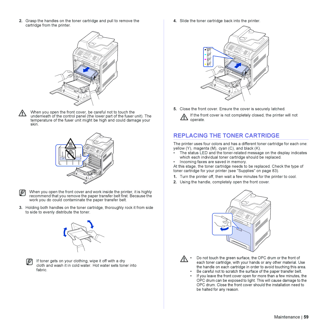 Dell 2145cn manual Replacing the Toner Cartridge 