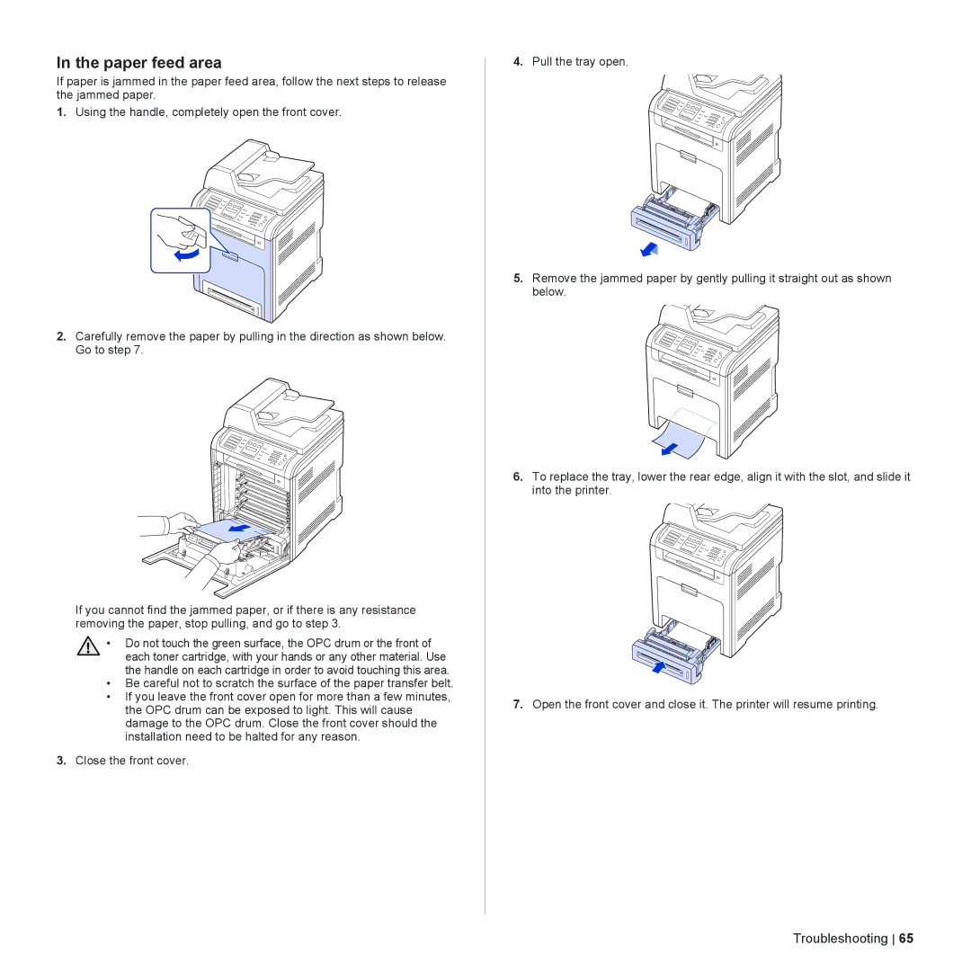 Dell 2145cn manual Paper feed area 