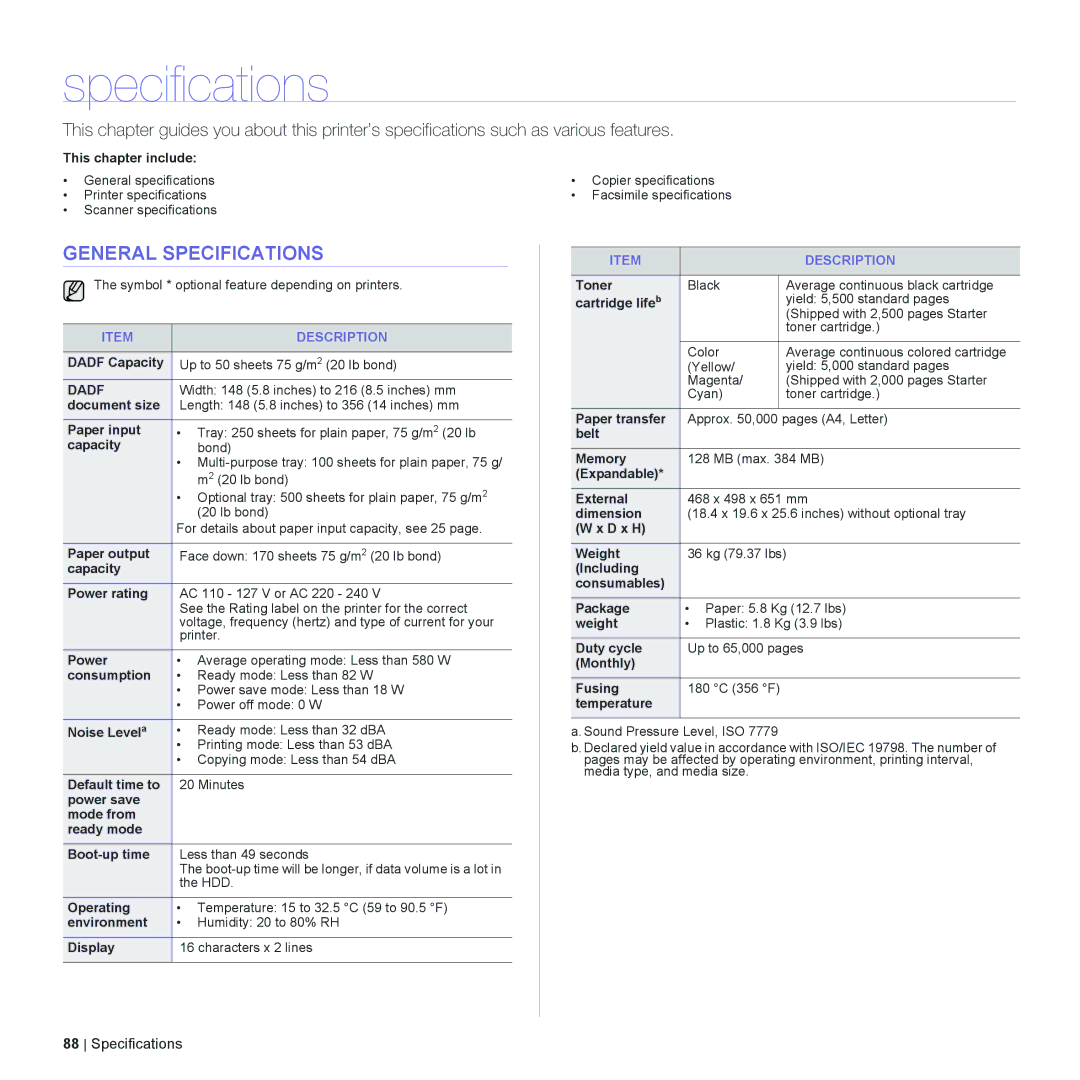 Dell 2145cn manual General Specifications 