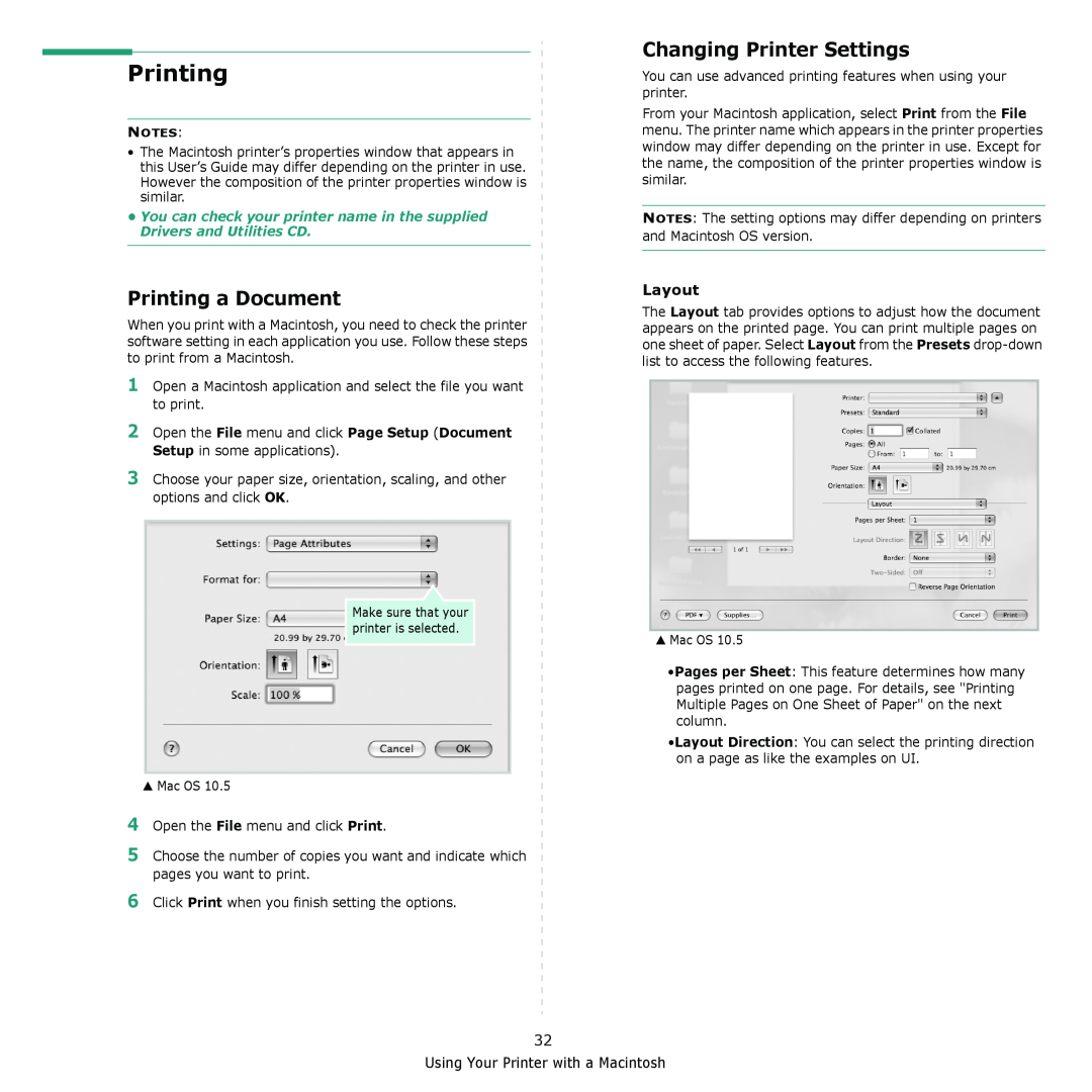 Dell 2145cn manual Printing a Document, Changing Printer Settings, Layout 
