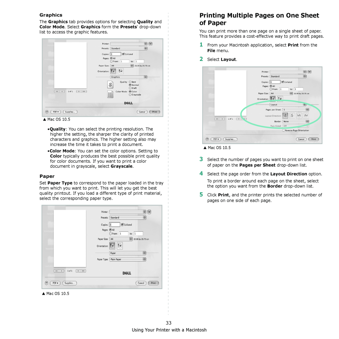 Dell 2145cn manual Printing Multiple Pages on One Sheet of Paper, Graphics 