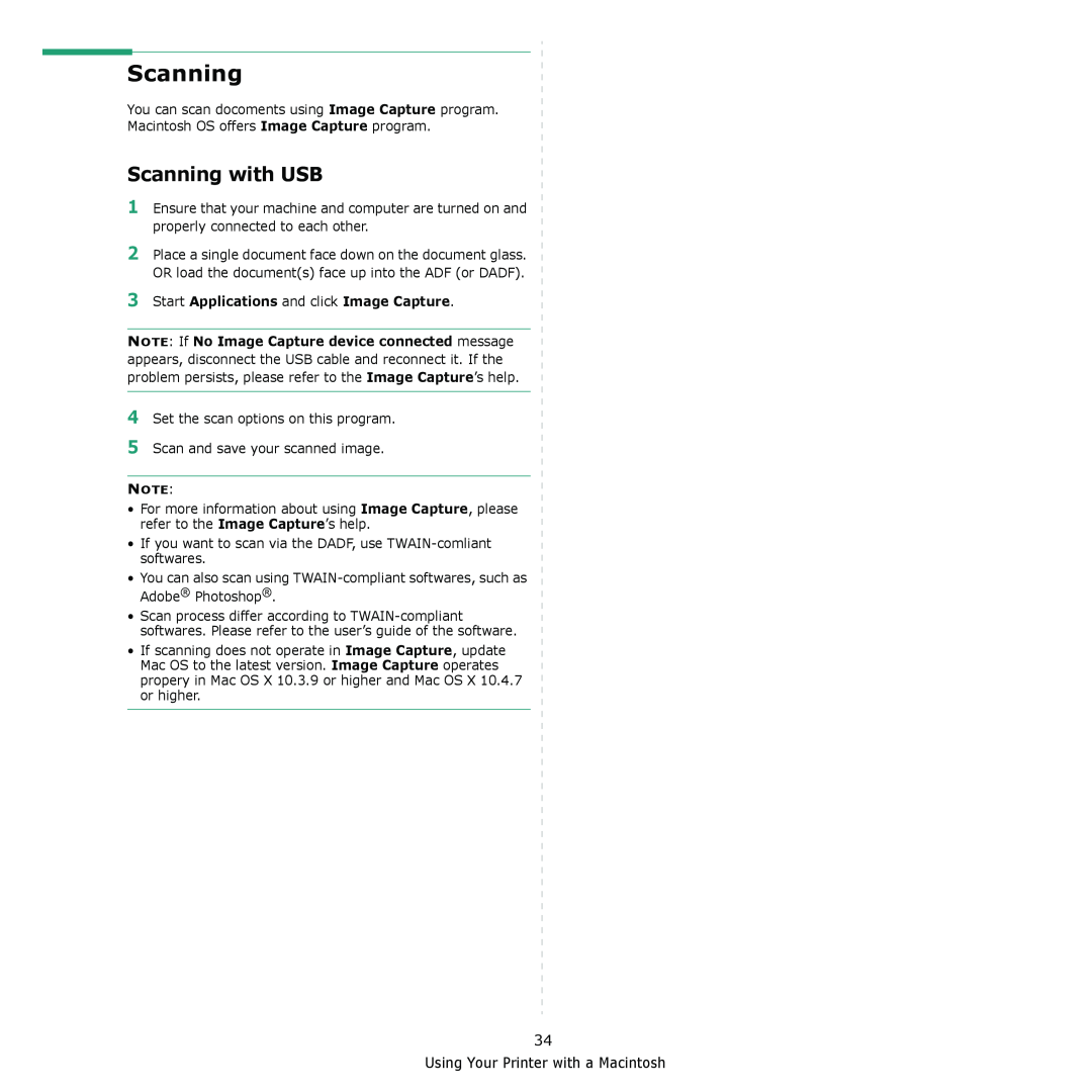 Dell 2145cn manual Scanning with USB, Start Applications and click Image Capture 
