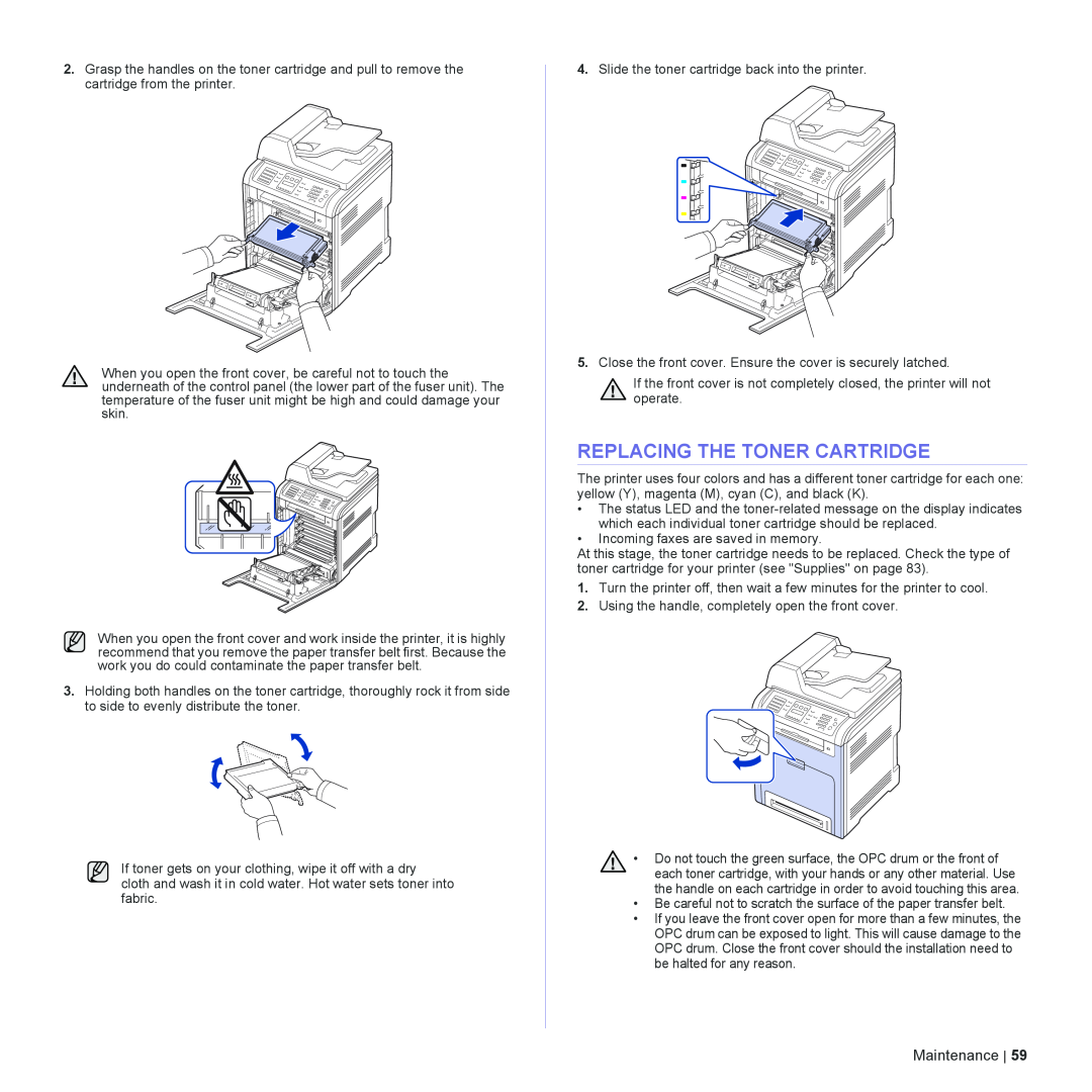 Dell 2145cn manual Replacing The Toner Cartridge 