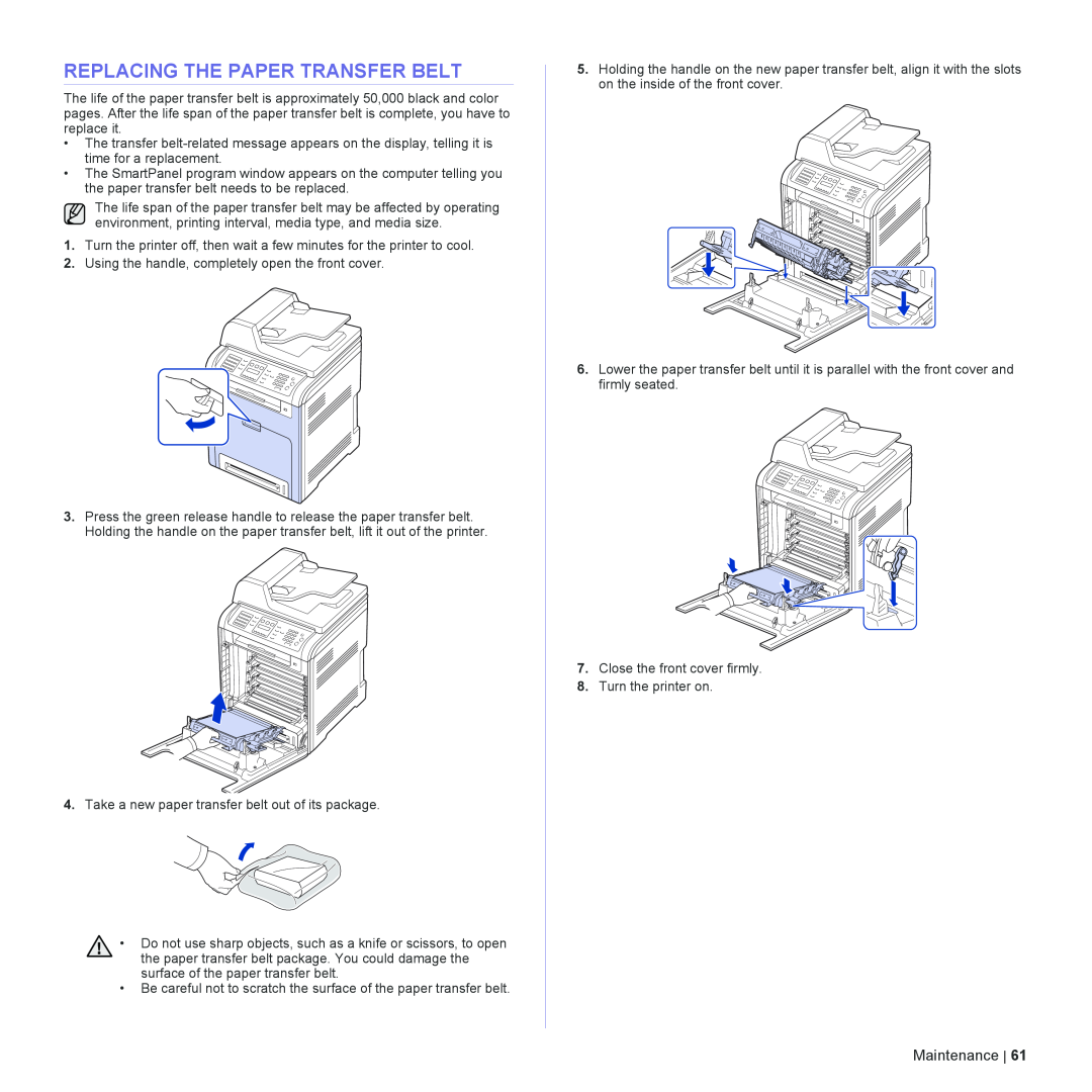Dell 2145cn manual Replacing The Paper Transfer Belt 